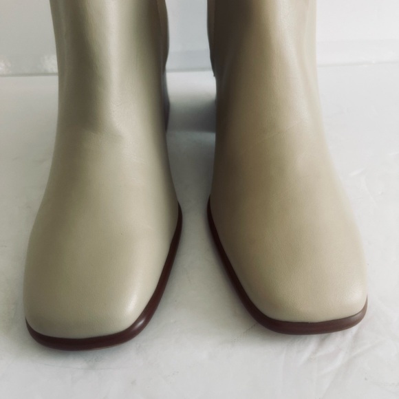 Marc Fisher Floria Cream LEATHER Ankle Bootie Stacked Block Heel Size 11 NEW - Picture 11 of 13